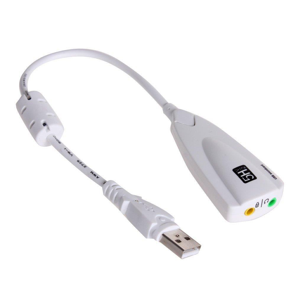 New White 5Hv2 USB 2.0 Virtual 7.1 Channel 3D Audio External Sound Card Adapter High Quality - ebowsos