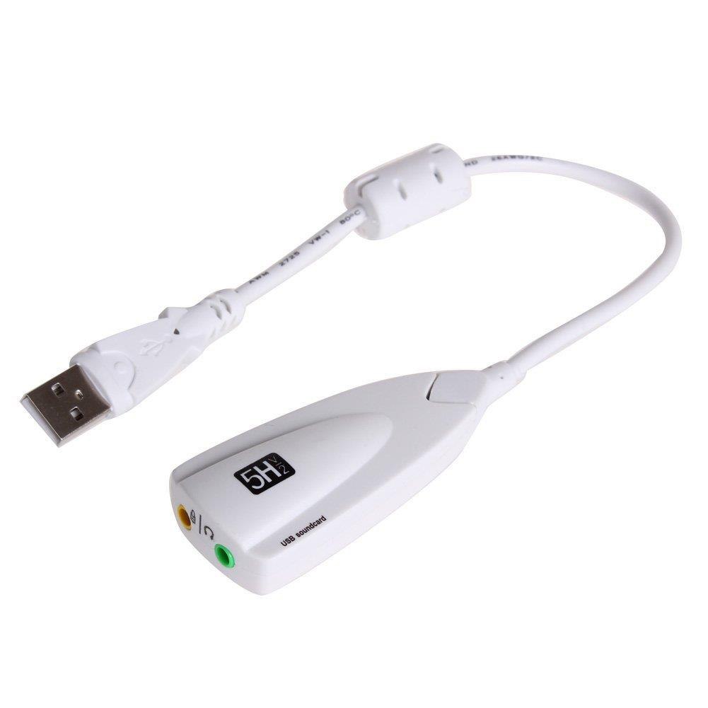 New White 5Hv2 USB 2.0 Virtual 7.1 Channel 3D Audio External Sound Card Adapter High Quality - ebowsos