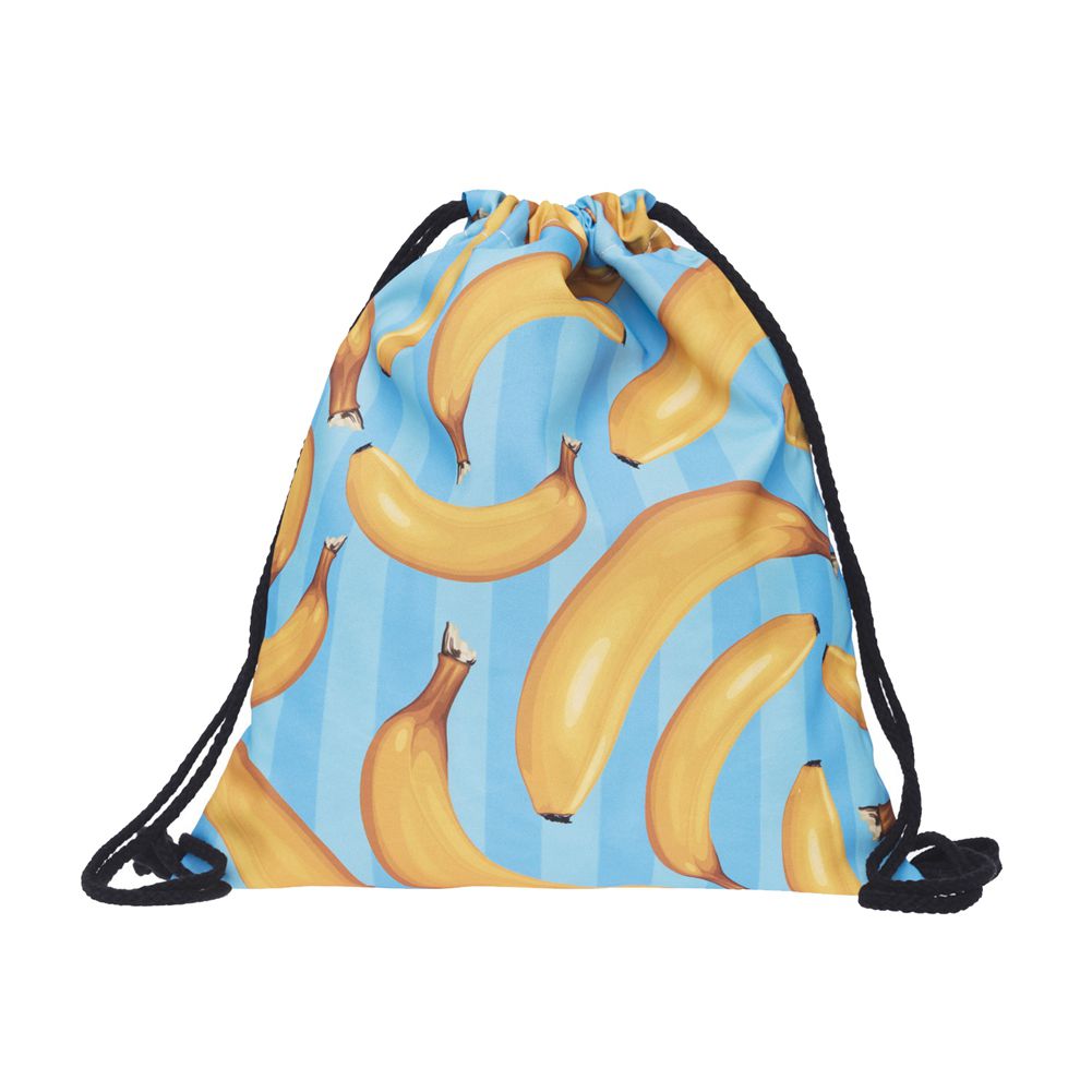 New Women Printing Beach Casual Bookbag Backpacks Drawstring Bags Bag(Yellow and blue) - ebowsos