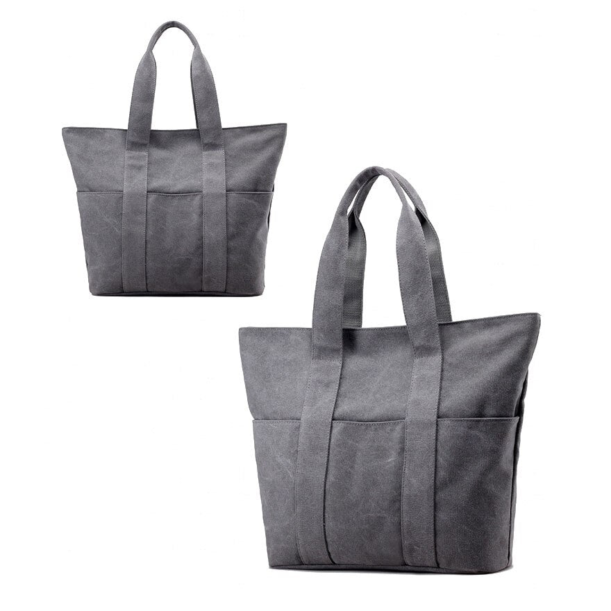 New Women's Canvas Shoulder Hand Bag Tote Bag(Grey) - ebowsos