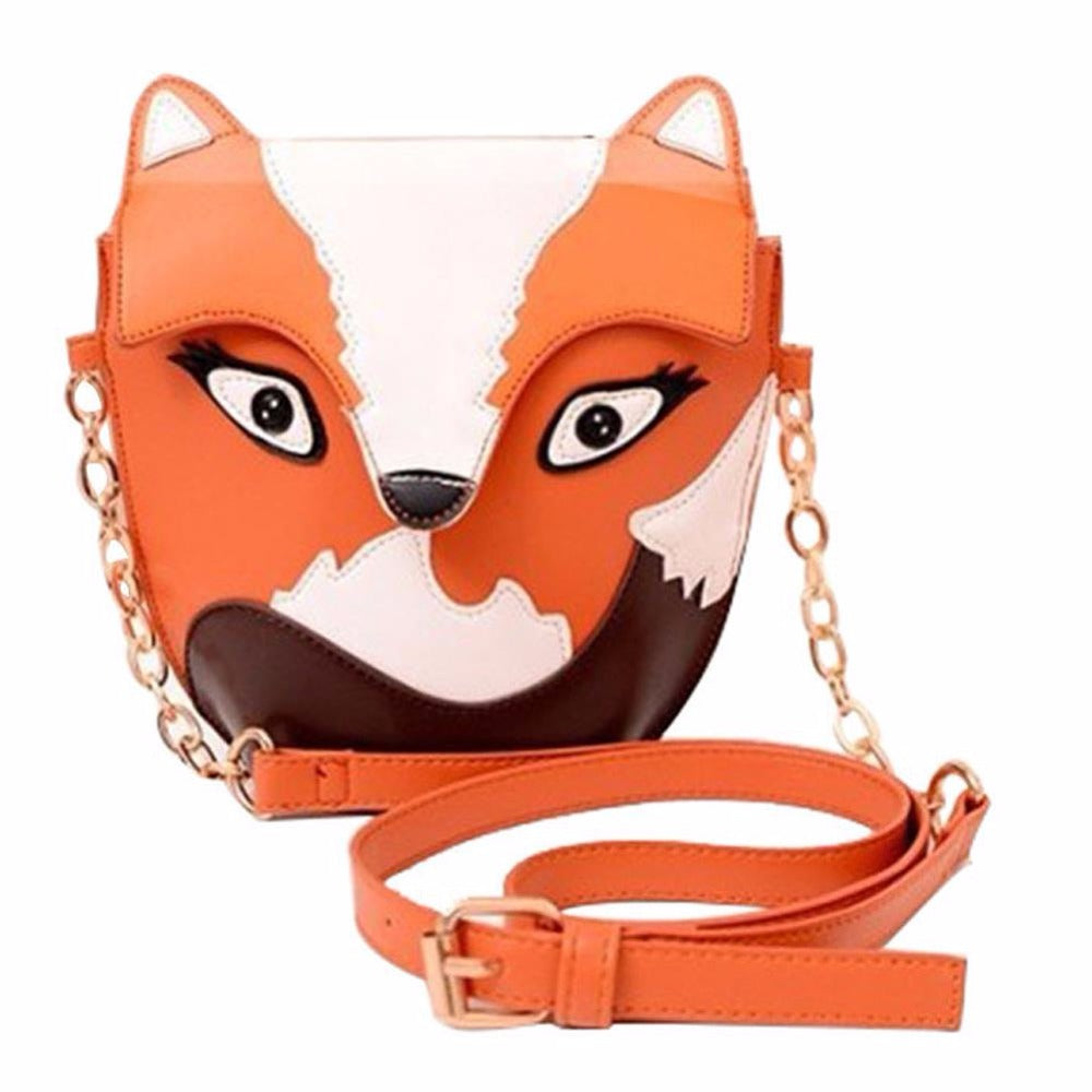New fashion women leather handbag cartoon bag fox shoulder bags women messenger bag Orange - ebowsos