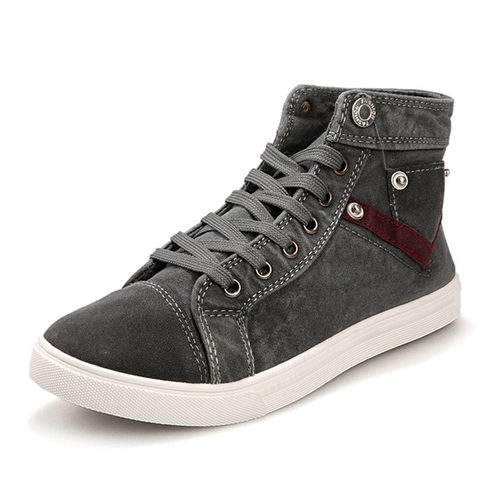 New spring and summer mens high top canvas casual shoe - ebowsos