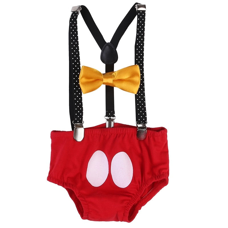 Newborn Baby Boy Girl Sling Pants mouse Dot Outfit Infant Kids 0-18M+Bow Headband Clothes Set 2Pcs - ebowsos