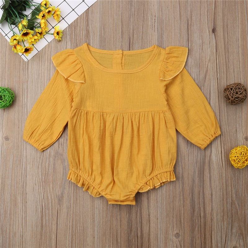 Newborn Baby Girl Long Sleeve Romper Ruffle Jumpsuit Set Outfit Clothes - ebowsos