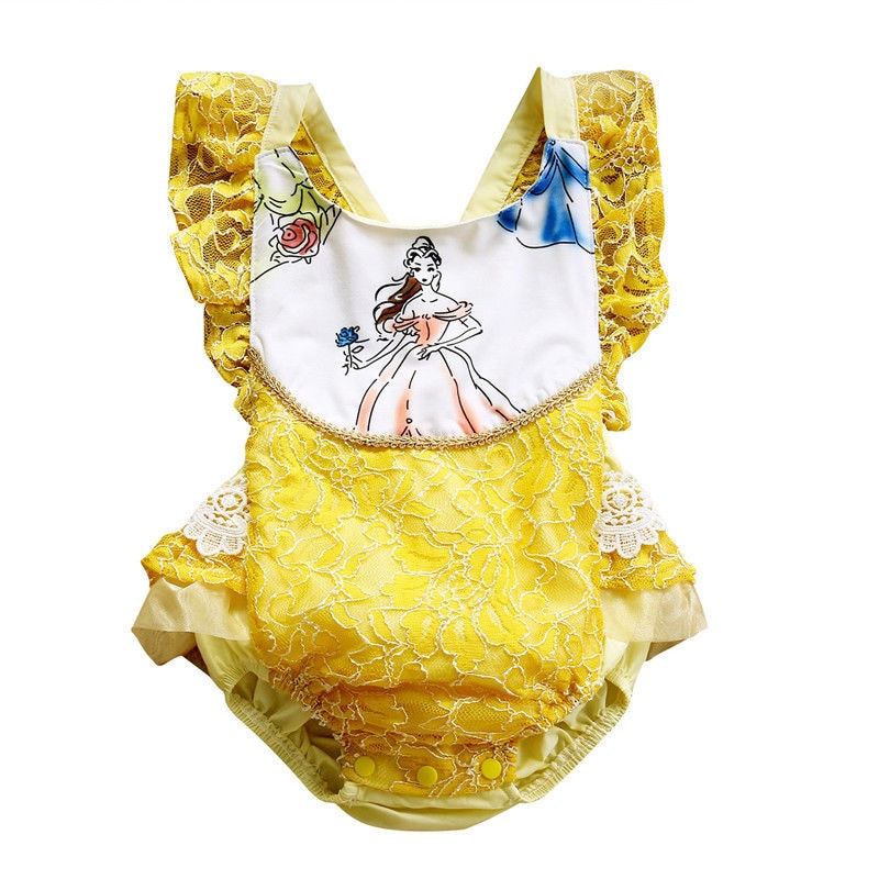 Newborn Baby Girls Beauty and the Beast Romper jumpsuit Outfts Clothes - ebowsos