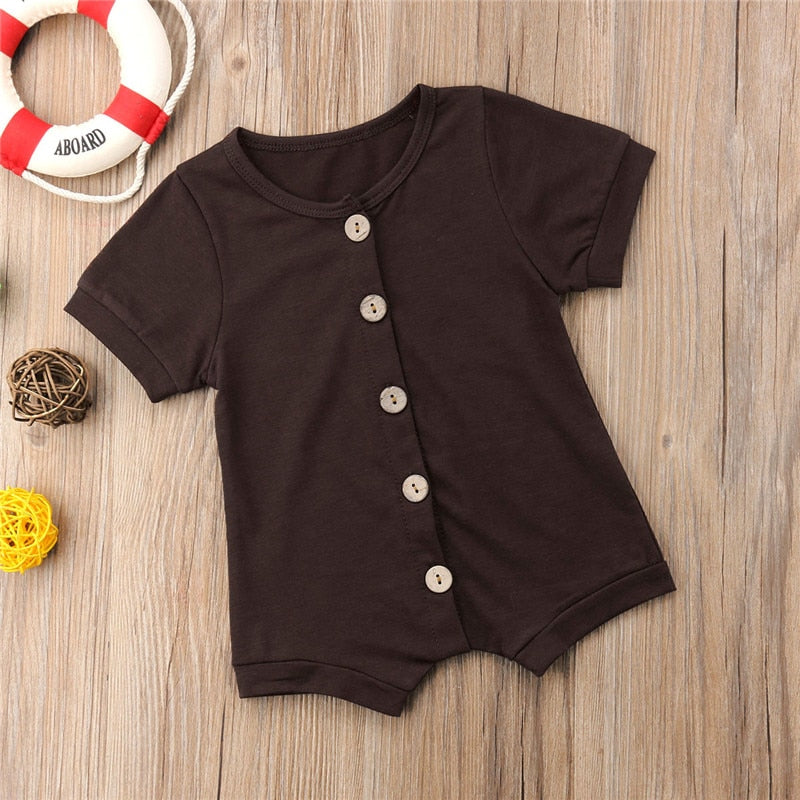 Newborn Baby Girls Boys Cotton Summer Romper Jumpsuit Kids Clothing Outfits Casual Solid 5 Color Clothes - ebowsos