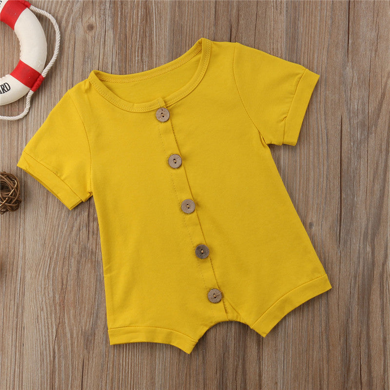 Newborn Baby Girls Boys Cotton Summer Romper Jumpsuit Kids Clothing Outfits Casual Solid 5 Color Clothes - ebowsos