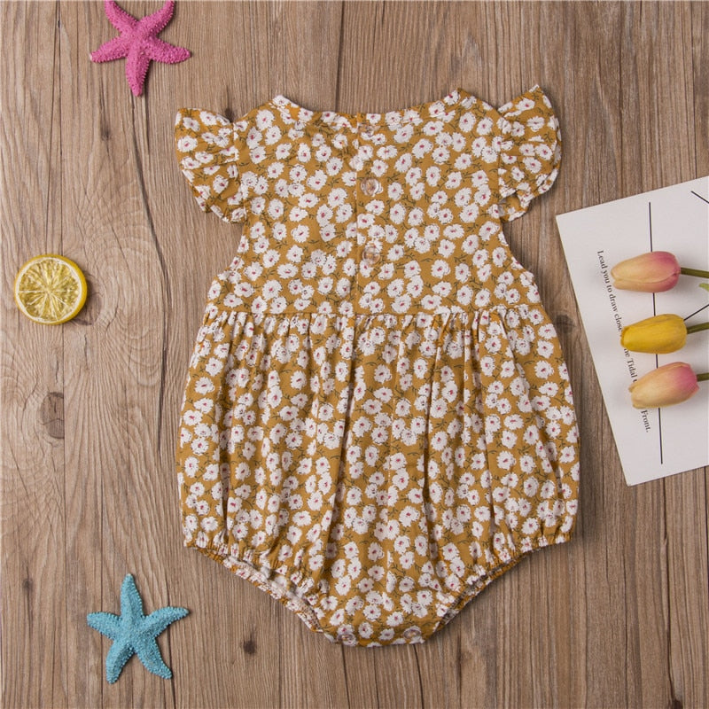 Newborn Baby Girls Butterfly Sleeve Lovely Floral Tutu Romper Jumpsuit Summer Outfits Clothes - ebowsos