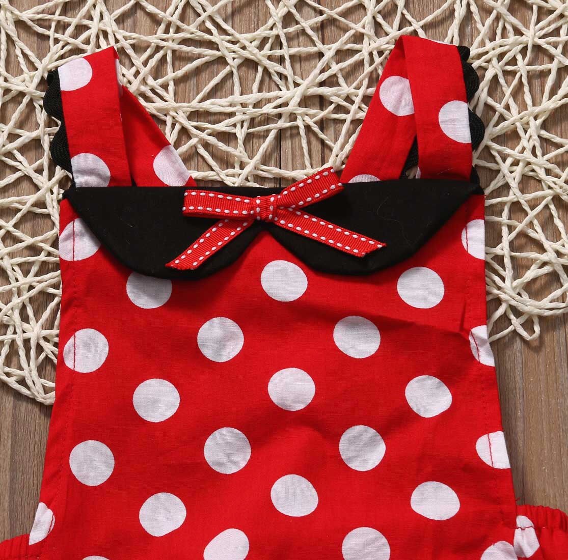 Newborn Baby Girls Red Dot  bodysuit Jumpsuits Outfits Sunsuit Clothes - ebowsos