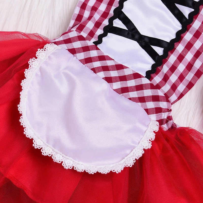 Newborn Cosplay Baby Girl Red Tutu Dress Little Red Riding Hood Photo Prop Costume Girls Party Dress +Cape Cloak Outfit - ebowsos