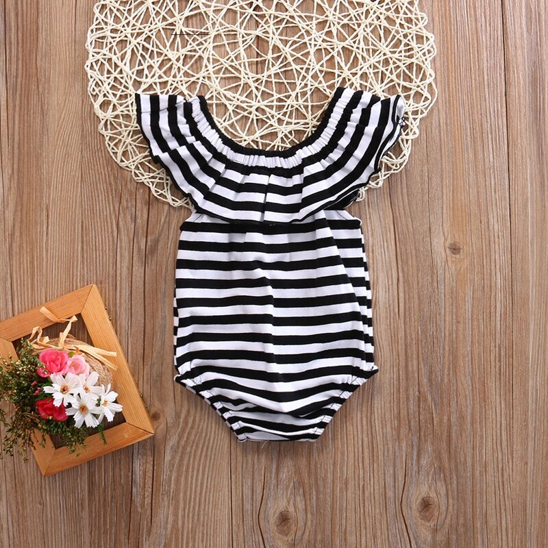 Newborn Cute Baby Girl Cotton Jumpsuit Stripe Bodysuit Summer Children Outfit Clothes - ebowsos