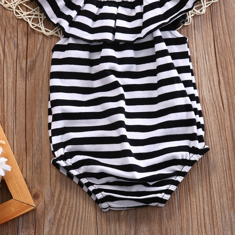 Newborn Cute Baby Girl Cotton Jumpsuit Stripe Bodysuit Summer Children Outfit Clothes - ebowsos