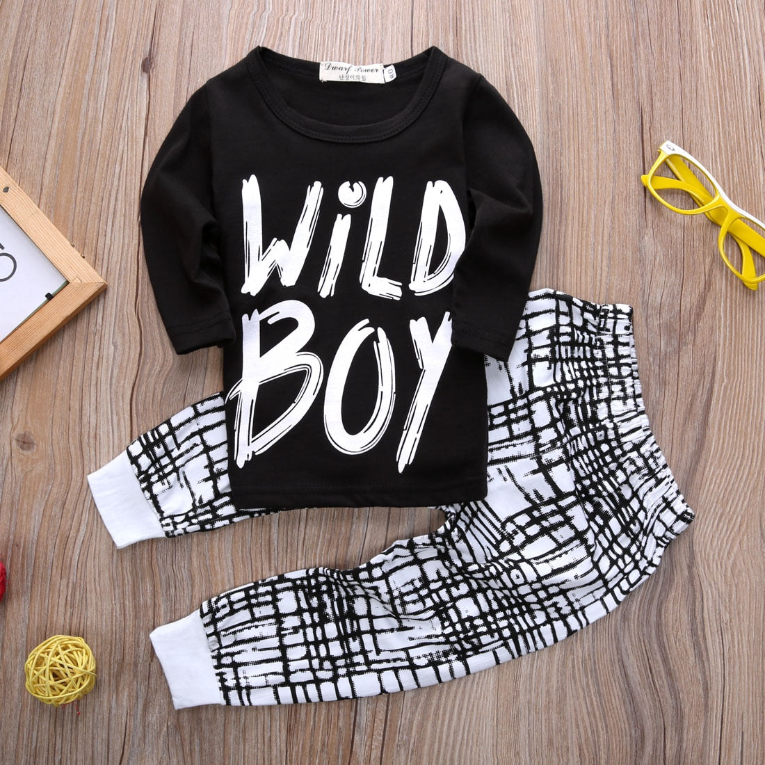 Newborn Infant Baby Boys Clothes Wild Boy T-shirt Top+Pant Legging Outfits Set - ebowsos