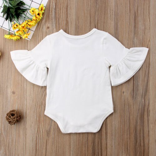 Newborn Infant Baby Girl Clothes Plain Cotton Half Sleeve Ruffled Romper Jumpsuit Sunsuit Outfits - ebowsos