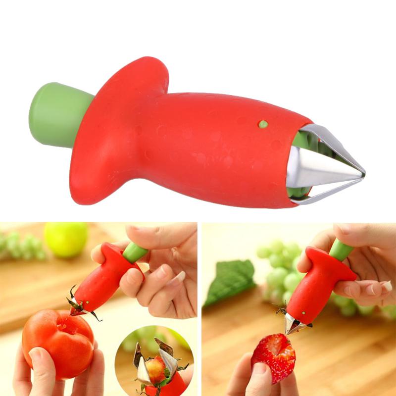 Nice Strawberry Stem Leaves Huller Remover Removal Fruit Corer Kitchen Tool - ebowsos