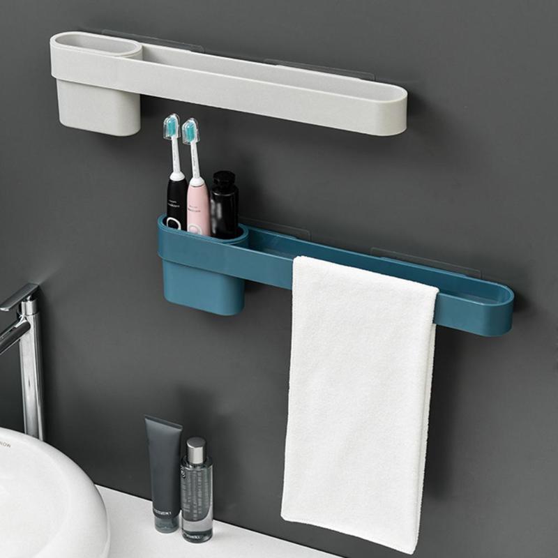No-drilling Tower Toothbrush Holder Wide Scope of Application Daily Durability Bathroom Accessories Hanger Rail Bar Rack - ebowsos