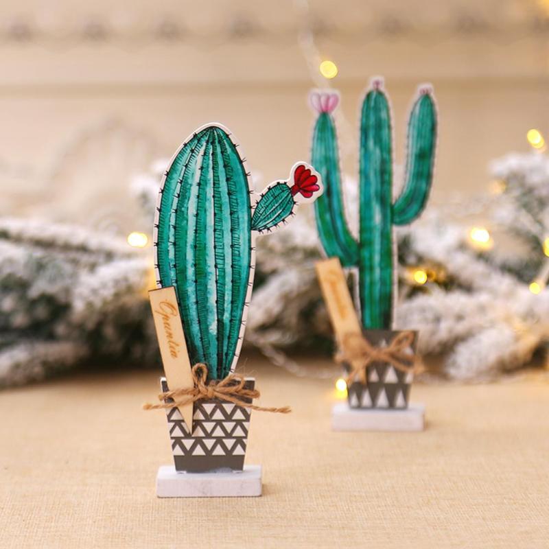 Nordic Style Wooden Simulation Crafts Cactus Desktop Decorative Ornaments Office Crafts Household Decoration Accessories - ebowsos