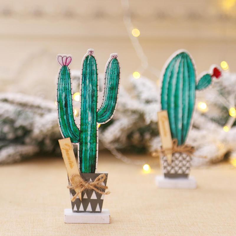 Nordic Style Wooden Simulation Crafts Cactus Desktop Decorative Ornaments Office Crafts Household Decoration Accessories - ebowsos