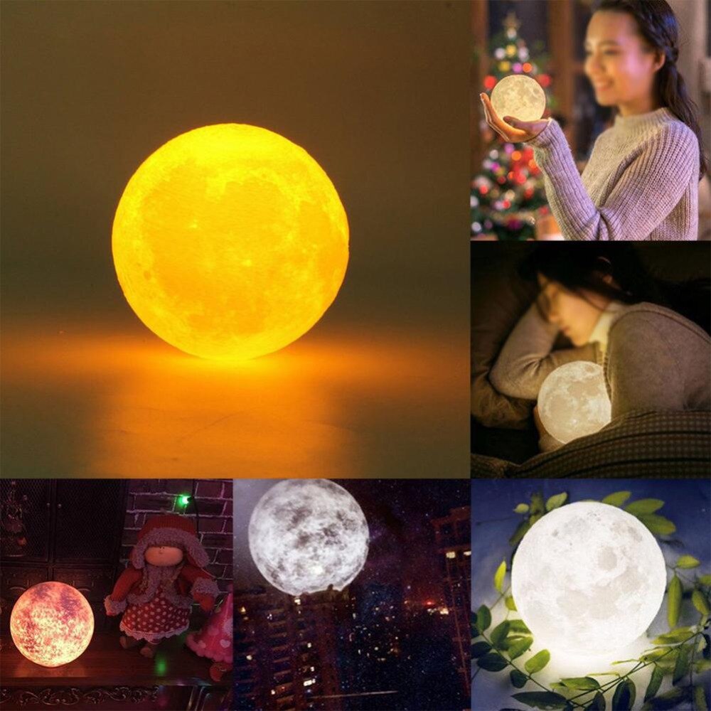 Novelty 10CM LED Light Moon Luminous Moon Children's Day Toys Touch Control Moon Light Up Toys Gifts With Rechargeable USB Line-ebowsos