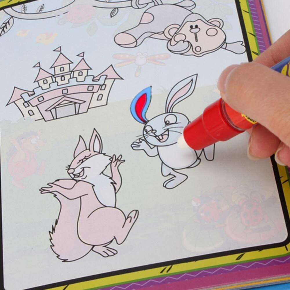Novelty Magic Water Drawing Book Animals Painting Water Coloring Cloth for Children Drawing Early Educational Toy for Drop-ebowsos