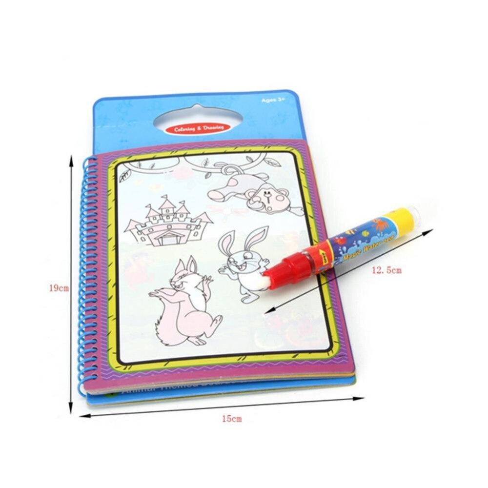 Novelty Magic Water Drawing Book Animals Painting Water Coloring Cloth for Children Drawing Early Educational Toy for Drop-ebowsos