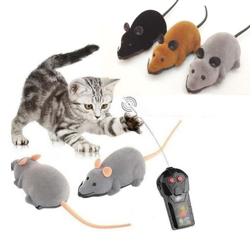 Novelty Mouse Toy Wireless Remote Control Electronic False Mice Interactive Toys Gift For Cats Kids Lovely Fluffy RC Mouse Toys-ebowsos