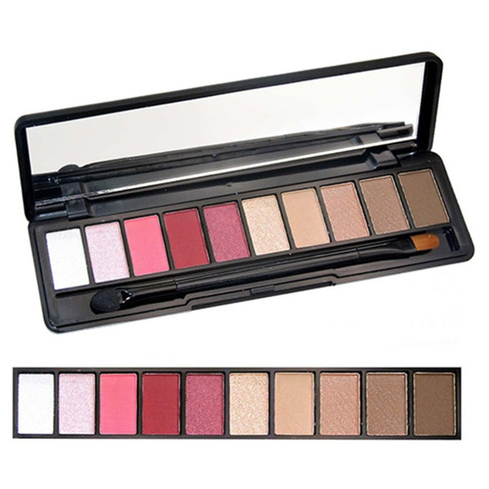 Novo Ten Color Eyeshadow Palette Beginner Matte Pearlescent Eye Shadow Grapefruit Peach Makeup Earth Color - ebowsos