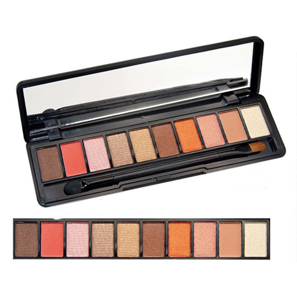 Novo Ten Color Eyeshadow Palette Beginner Matte Pearlescent Eye Shadow Grapefruit Peach Makeup Earth Color - ebowsos