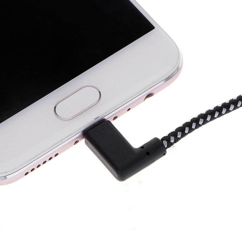 Nylon Braided 90 Degree Connector USB3.1 Type-C Port Charging Data Cable - ebowsos