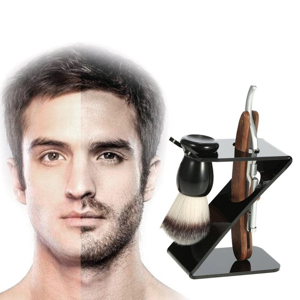 Old-fashioned Manual Shaving Brush Set Man Beard Razor Shavers Shaving Razor Hair Trimmer Washable For Home Salon With Knife new - ebowsos