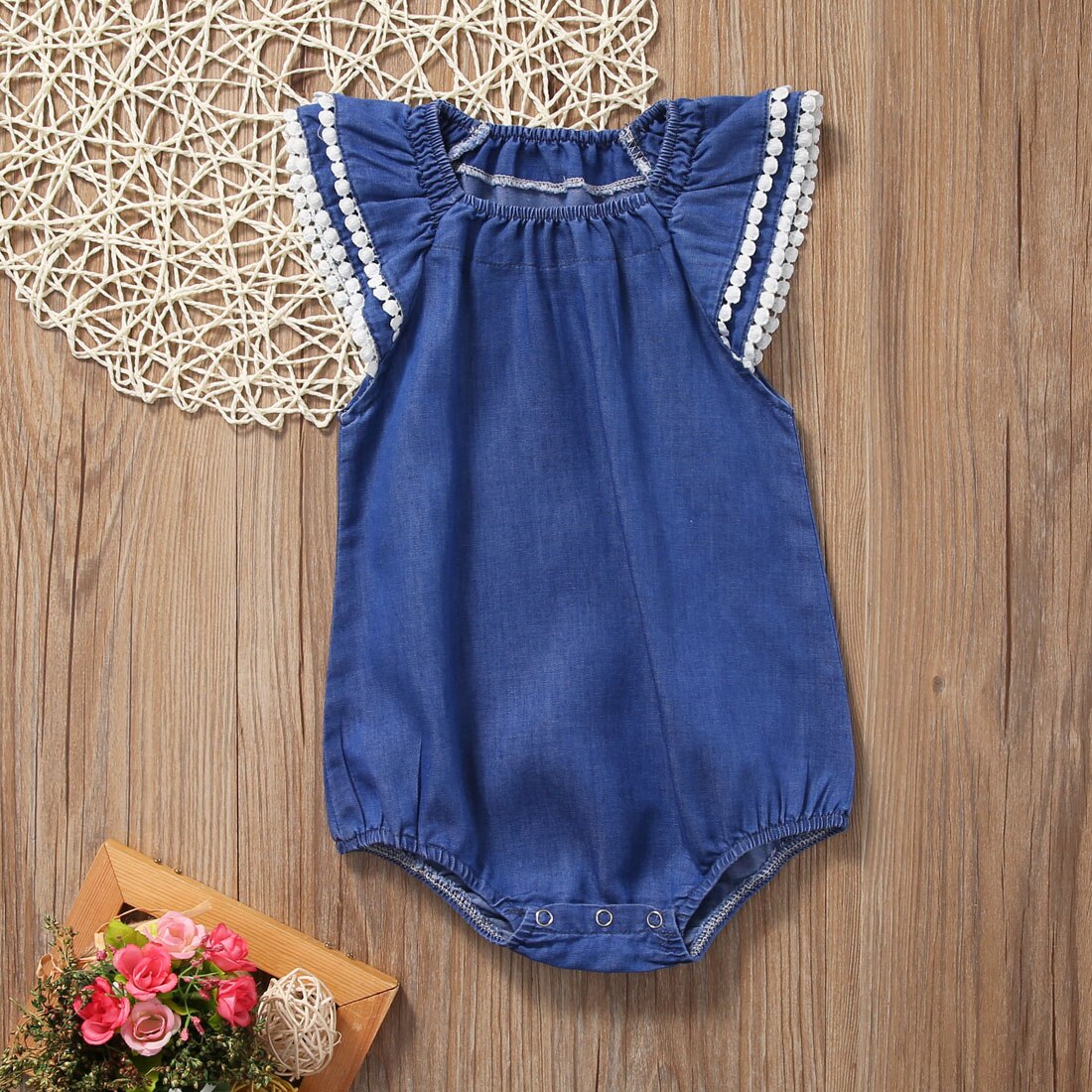 One-pieces Toddler Kids Baby Girls  Denim Bodysuits Clothes Jumpsuit Outfits - ebowsos