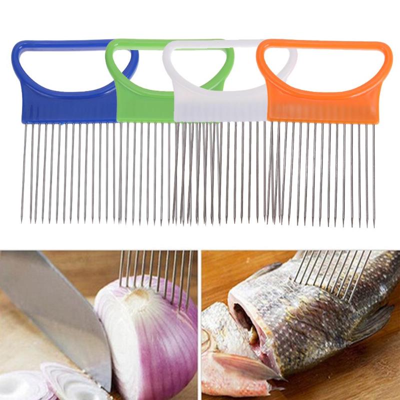 Onion Holder For Slicing Vegetable Slicer Stainless Steel Kitchen Gadget D4X1 - ebowsos