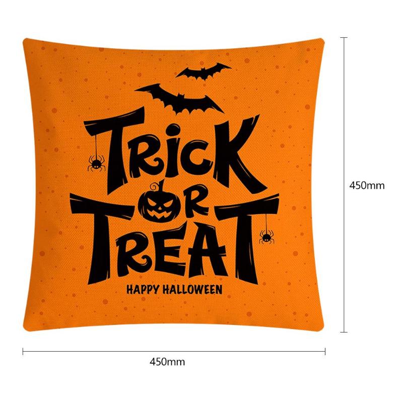 Originality Colourful Happy Halloween Cushion Case Strong Practicability Easy to Clean Pumpkin Castle Pattern Throw Pillow Cover - ebowsos