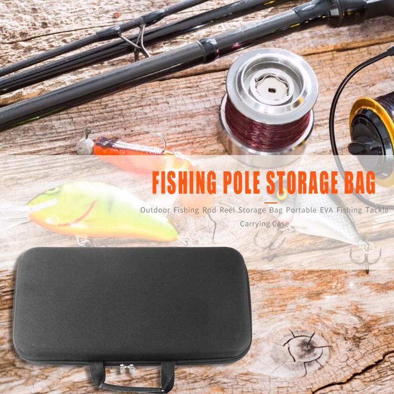 Outdoor Fishing Rod Reel Storage Bag Compact and Portable Carry Convenient Portable EVA Fishing Tackle Carrying Case-ebowsos