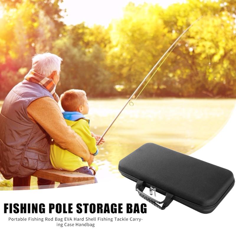Outdoor Fishing Rod Reel Storage Bag Compact and Portable Carry Convenient Portable EVA Fishing Tackle Carrying Case-ebowsos