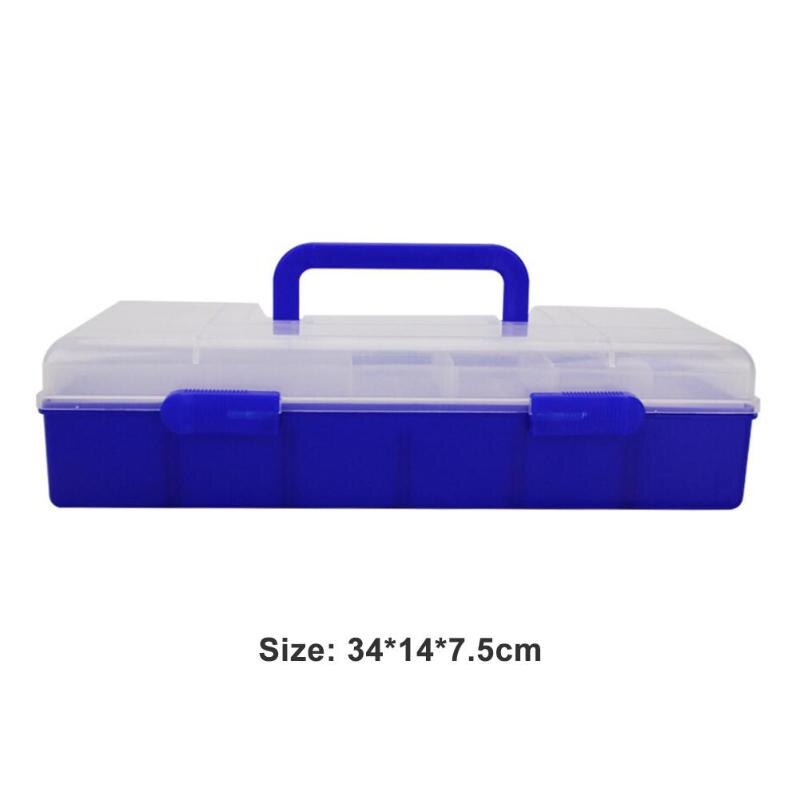 Outdoor Fishing Storage Case Lure Hooks Fly Rod Storage Box with Portable Handle Blue Yellow and Red 24x14x7.5cm-ebowsos