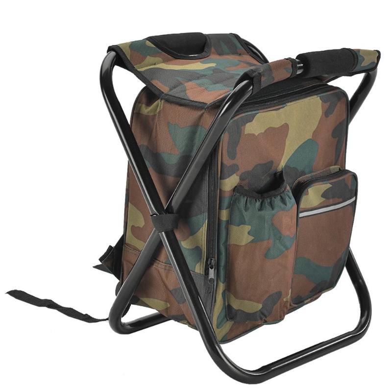 Outdoor Folding Chair Camping Fishing Chair Stool Backpack With Cooler Insulated Portable Picnic Bag Hiking Seat Table Bags-ebowsos