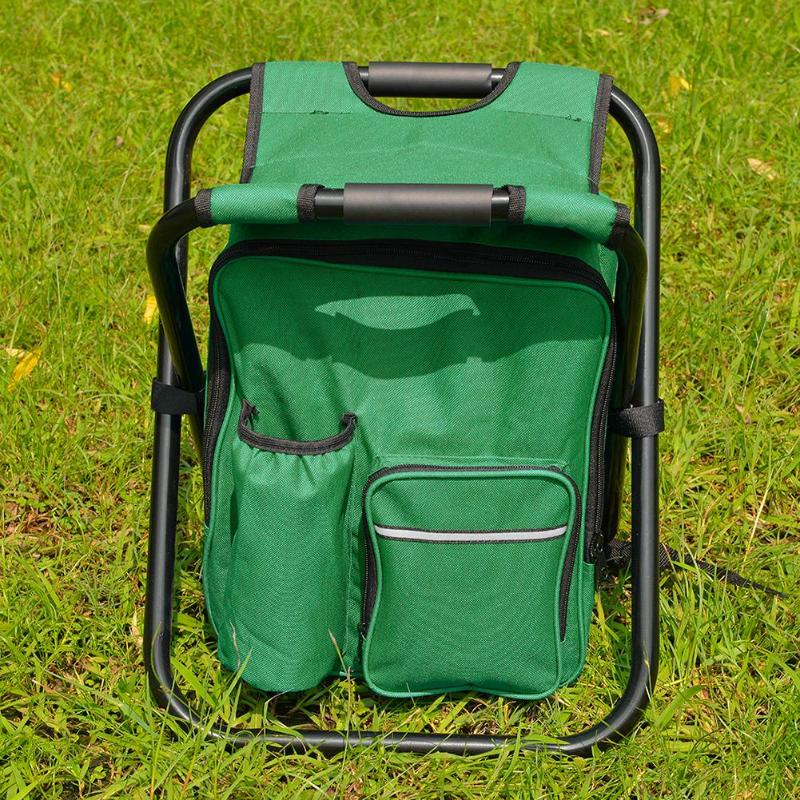 Outdoor Folding Chair Camping Fishing Chair Stool Backpack With Cooler Insulated Portable Picnic Bag Hiking Seat Table Bags-ebowsos