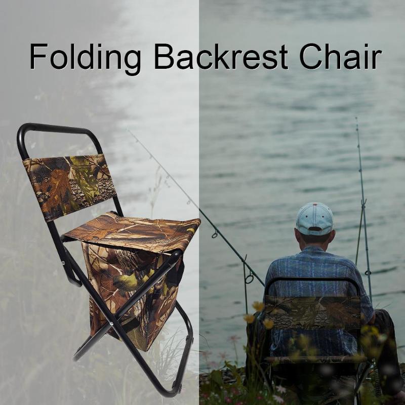 Outdoor Folding Chair Fishing Chair Seat Stool Camping Leisure Picnic Beach Chair seat chair back support Storage Bag-ebowsos