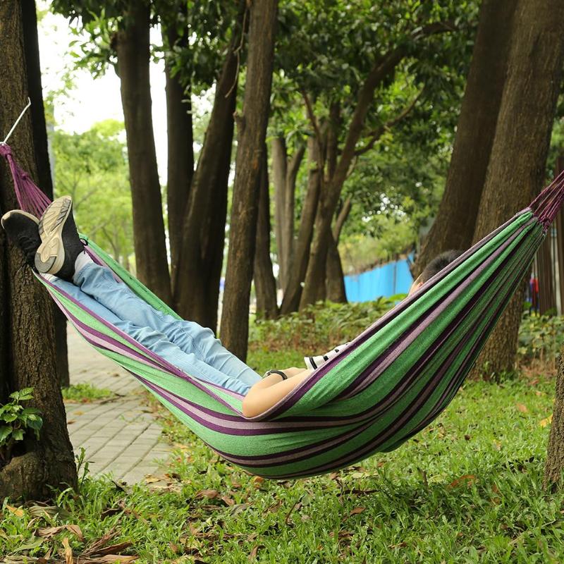 Outdoor Hammock Garden Travel Picnic Camping Swing 1 Person Hang Bed Camping Hanging Hammock Canvas Bed Strong High Quality-ebowsos