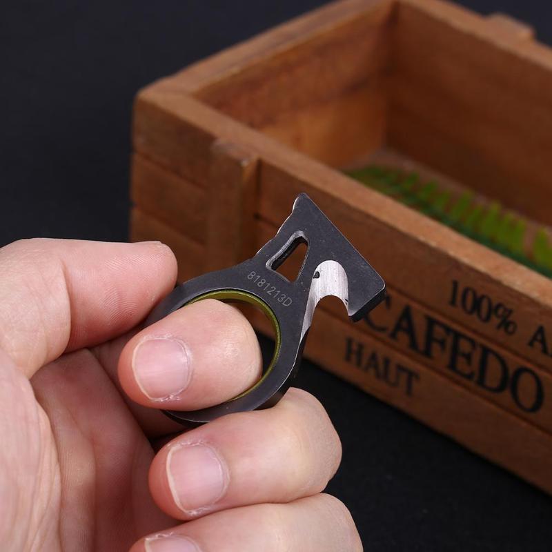 Outdoor Single Finger Sharp Twine Knife Cutter Cutting Rope Knife Car Gadget Emergency Survive Rescue Camping Key Chain Tools-ebowsos