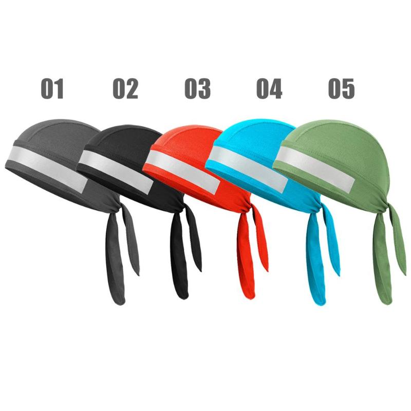 Outdoor Soild Color Head Scarf Sport Cycling Cap Sunscreen Sweat Absorption Safety Reflective Fabric Cycling Caps-ebowsos