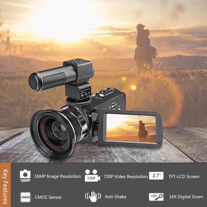 P13 WIFI Digital Camera 3 inch 4K 2160P HD 48MP 16X Zoom Webcam+DV Bag+MIC+Fill-in Light+Wide Angle Lens Set IPS Touch Screen - ebowsos