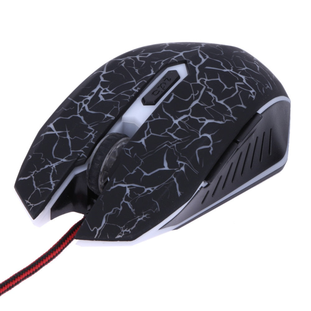 PC Gaming Mouse Adjustable Colorful Backlight 4000DPI Optical Wired Gaming Game Mice Mouse for Laptop PC - ebowsos