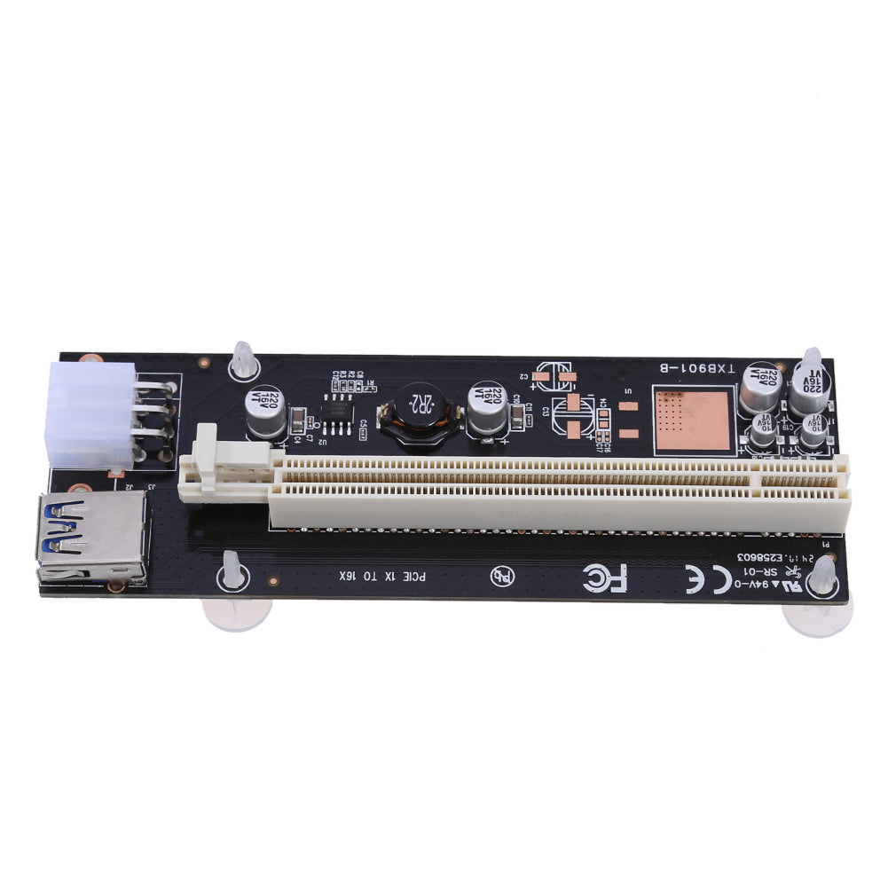 PCI 1x to 16x Powered Express Riser Board USB3.0 PCI-E Extender Adapter Card Cable SATA to 6 Pins Power for BTC Miner - ebowsos