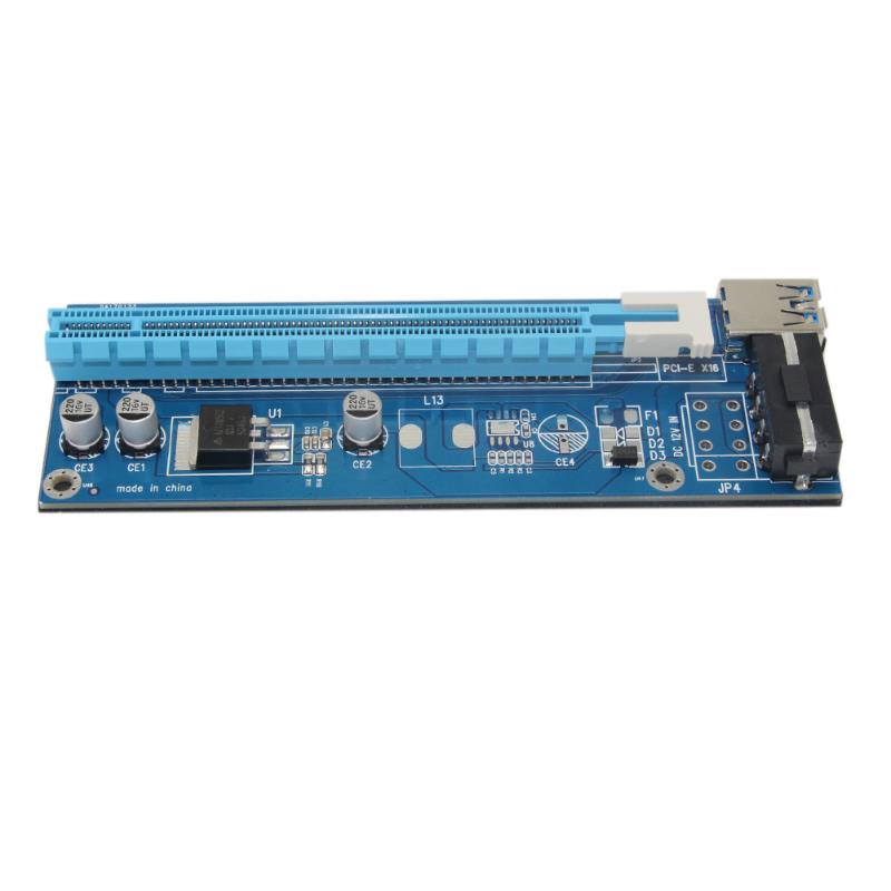 PCI E Express Card PCI Express 1X to 16X Extender Graphic Riser Card 4Pin Power Adapter Cord Cable for Bitcoin Miner Riser Board - ebowsos