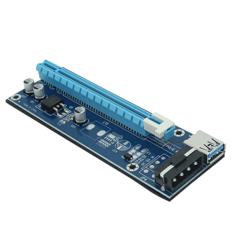 PCI E Express Card PCI Express 1X to 16X Extender Graphic Riser Card 4Pin Power Adapter Cord Cable for Bitcoin Miner Riser Board - ebowsos