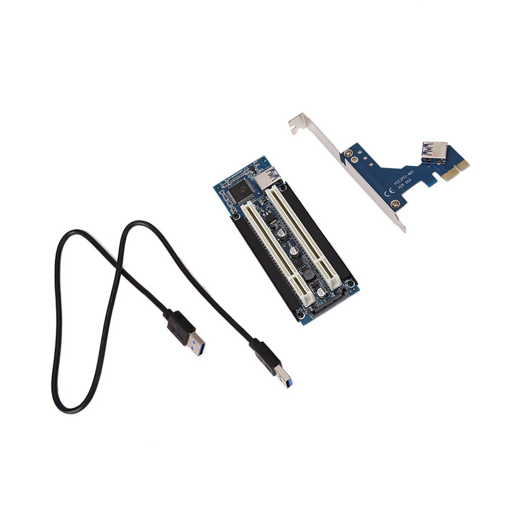 PCI-E Express X1 to Dual PCI Riser Extend Adapter Card with 1M USB3.0 Cable - ebowsos