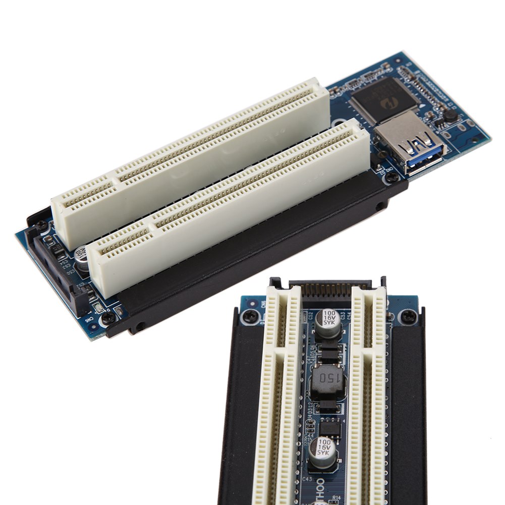 PCI-E Express X1 to Dual PCI Riser Extend Adapter Card with 1M USB3.0 Cable - ebowsos