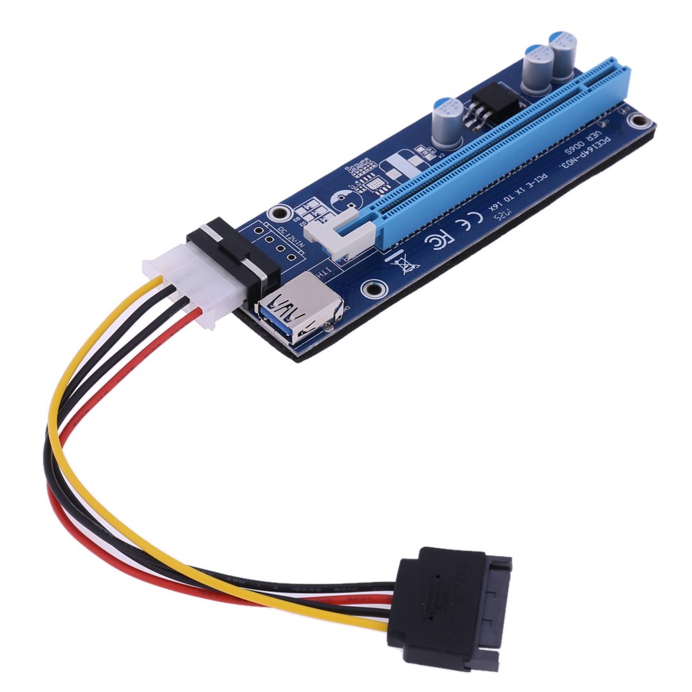 PCI-E to PCI-e 1x to 16x Extender Adapter Riser Card SATA 15pin male to 6pin power cable with 40cm USB 3.0 Cable - ebowsos